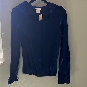 Anna Charles Navy Blue Blouse with shimmering fabric